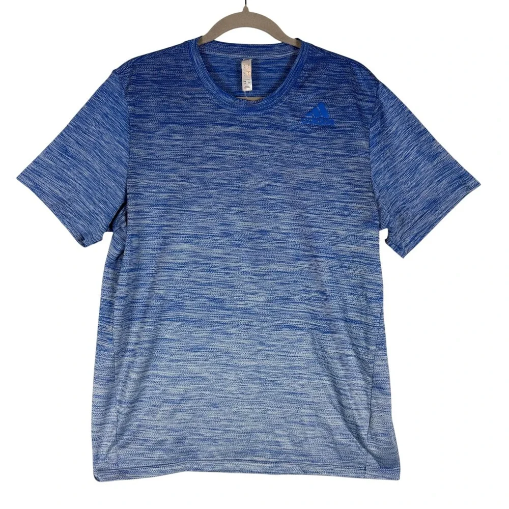 Adidas Shirt Mens Large Blue Short Sleeve Athletic Tee Training Performance